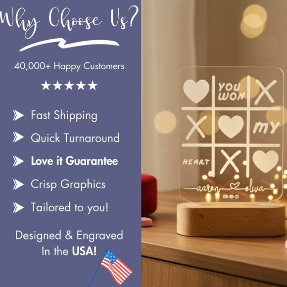 Personalized Couple Night Light – Custom Romantic LED Lamp - Picture 4 of 8